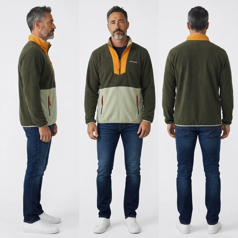 Columbia Men's Sequoia Grove Half Zip Fleece Pullover Jacket XXL Olive Green